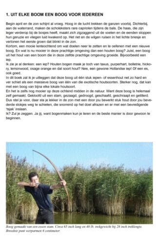 Voorbeeldpagina uit het boek Houtkoorts: Zelf een handboog maken, van Jan van der Veen, over het maken van een boog voor iedereen.